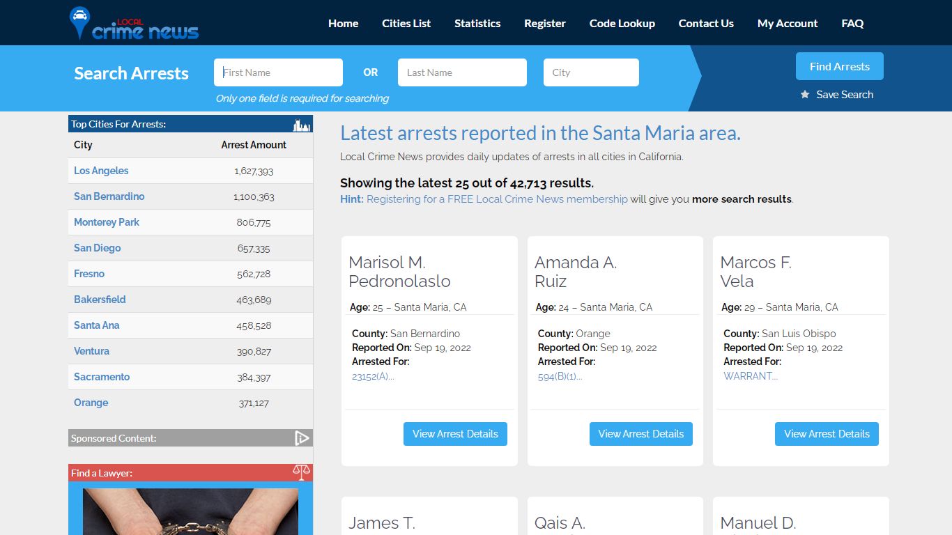 Santa Maria California Arrest Records | Local Crime News