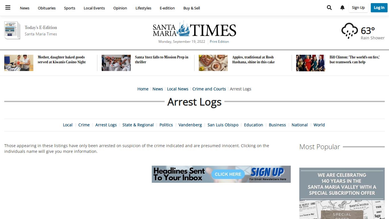 Arrest Logs | santamariatimes.com